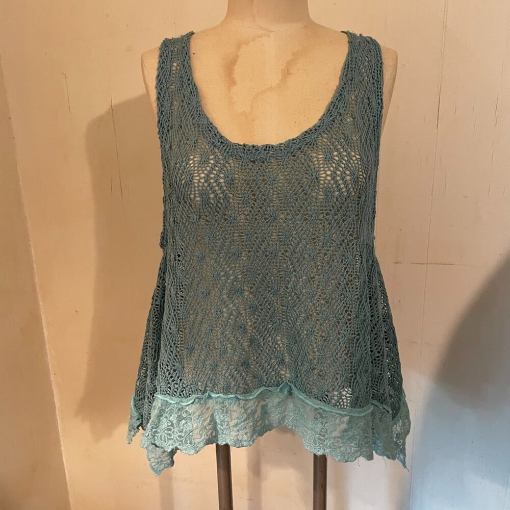 PRETTY ANGEL Sheer Knit Lace Sleeveless Layering TOP whimsigoth L